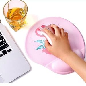 NEW PINK FLAMINGO ERGONOMIC MOUSE PAD WITH WRIST SUPPORT